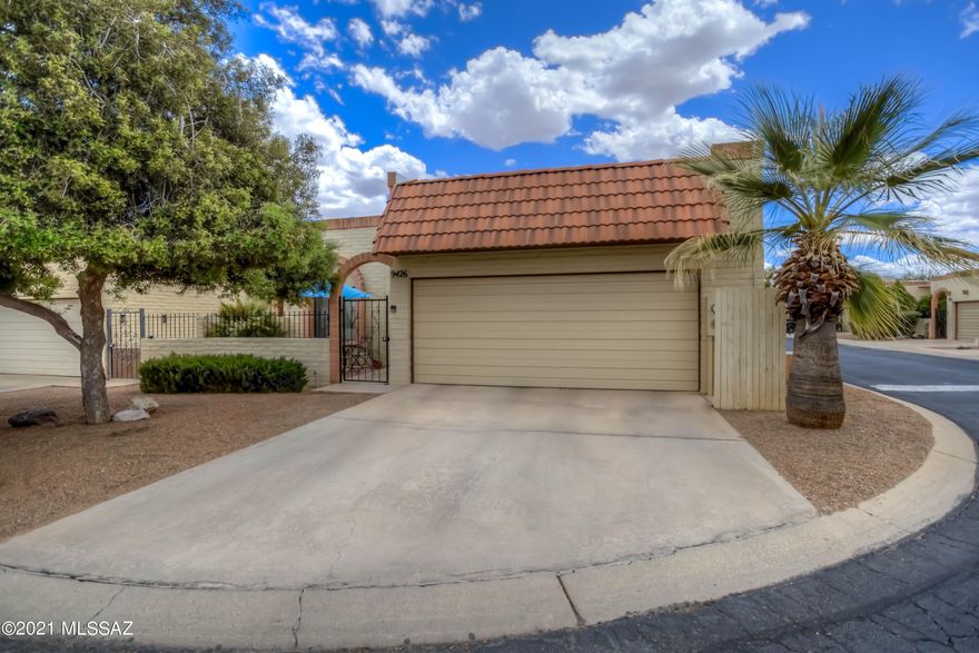 Endless opportunities for leisure and enjoyable townhome living. Located in a convenient, quiet enclave, relax in the  quaint courtyard or private, lush back yard while taking in the stunning mountain views. This 3-bdrm, 2- bath home has an open great room/dining area, large, updated kitchen with room for eating or extra storage, newer tile in main living areas, beautiful brick beehive fireplace. Oversized master bedroom with full length double closets and access to the backyard. Community pool & spa. Don't miss this gem. No rentals.