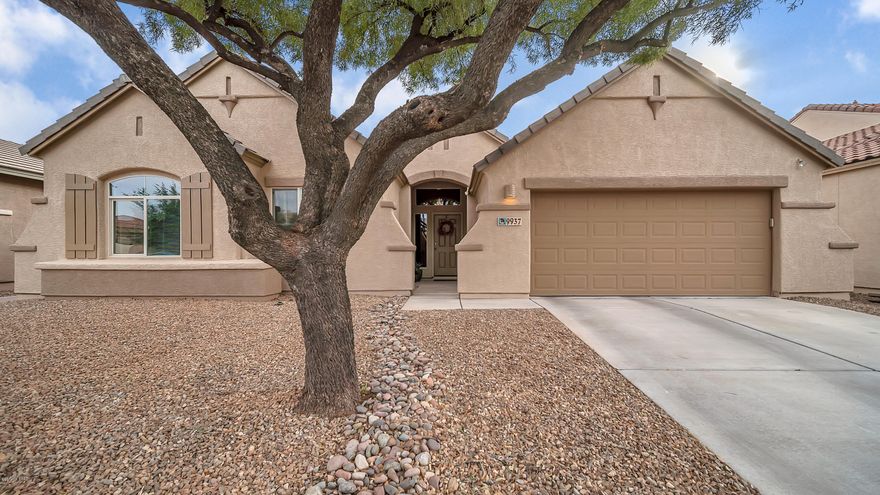 Beautiful backyard relaxation awaits in this impeccably maintained Continental Ranch home. This single story home is 2260 sq ft and features 4 bedrooms, 2 bathrooms, and a tandem garage that fits 3 cars. The backyard has a FULL length extended patio with concrete and lusciously landscaped backyard with real grass (sprinkler and drip system) the sparkling pebble tec pool (newer pool pump) and a large step for relaxing under a umbrella, plus built-in volleyball stations and new Cool Deck for hot days!! Located on a quiet Cul-de-sac mere blocks off the Loop. This community also features 2 pools, parks, a baseball field and a soccer field! Enjoy a large kitchen featuring stainless steel appliances. Fully tiled family room and living room share a see-through fireplace. see-through gas fireplace. The Master Bedroom has a large bay window that overlooks the pool and the Master Bath has two seperate sinks, a deep garden tub and a large 12'x10' walk-in closet. Don't miss this desert gem!