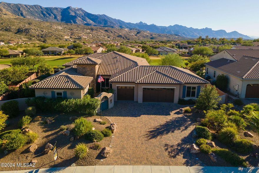 Premium Upgraded View Home on an Elevated Lot in The Preserve area of SaddleBrooke with Golf Course Views and Panoramic Mountain Views. Three Ensuite Bedrooms as well as a Custom Extended Garage Area and a Shop where the 4th Car Garage Bay would go. Kitchen has Granite Countertops and Knotty Alder Cabinets. Custom Large Pantry and Craft/Hobby Room. Canyon Floor Plan w/ Popular Great Room Design and a Casita w/ Separate Entrance. Paver Driveway with a Custom Entry Gate to the Home and Casita, as well as a Paver Courtyard & Paver Back Patio w/ Outdoor Grill & Island. Wood Floors and Granite Countertops Throughout. Many Custom Extras w/ Over $550K in Upgrades. SaddleBrooke is an Active Adult Community - Golf, Tennis, Pickleball, Pools, Spas & More.