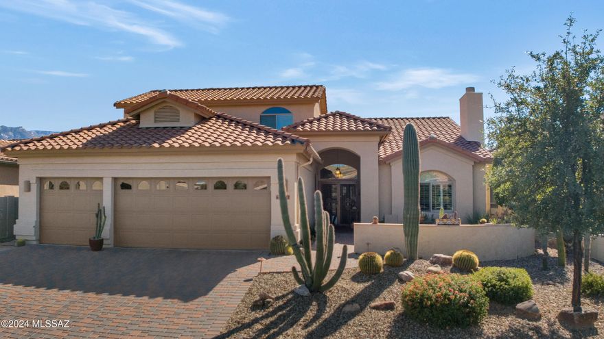 Durango with Pool/Spa, Golf Course & Mountain Views! Paver Driveway & Front Courtyard. Double Door Entry leads to Living Room/Dining Area with Gas Fireplace. Den with privacy doors. Great Room has Wall of Windows & Slider to Patio. Kitchen has Quartz Counters, Slate Appliances, lots of Cabinets, Island & Kitchen Dining Area. Powder Room. Owner's Suite with Slider to Patio. EnSuite Bathroom with Quartz Counter, Walk-in Shower, Soaking Tub & Walk-in Closet. Upstairs has 2 Guest Bedrooms with Bathroom nearby. Laundry Room with W/D, Utility Sink & Cabinets. 2019 Roof Underlayment Replaced. Extended 3 Car Garage with 2019 W/H & Storage. Gated Yard with Lovely Landscaping. Outdoor Oasis has Covered Patio, Solar & Gas Heated Pool/Spa with Cool Decking & Gorgeous Southern Views! Welcome Home!