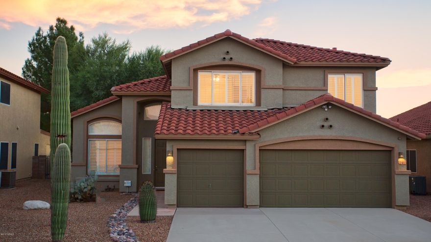 With just over 1/4 acre this private and spacious 2,600 square foot 5 bedroom, 3 bath, 3 car garage home with sparkling pool and spa has no shortage on open space and no neighbors behind. Exceptionally maintained move in ready home with new carpeting just installed. Enjoy sunset views from your private balcony off the large 14.5'x18' master bedroom, the master bath features dual sinks with lots of counter space, a garden tub, separate shower, and large walk in closet. There is also a bedroom and full bath downstairs. Plantation shutters and new ceiling fans throughout. The 3 car garage has a race deck floor and built in cabinets also attic storage. Highly upgraded alarm system. Located in the excelling Vail School District. Schedule a private showing today before this opportunity is gone.
