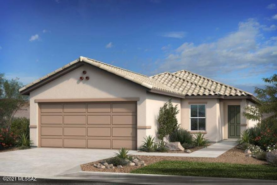 New exclusive Rocking K Master Planned community with breath taking views, community park with splash pads, tennis/pickle ball court, climbing structures and soccer fields. Nearby Saguaro National Park. Award winning Vail School District. Open concept 4 bedroom,  2 bathrooms with options pre-selected by our design team, 9 ft ceiling, 18x18 tile flooring (carpet in bedrooms), SS appliances (gas stove, DW, microwave, refrigerator), Granite kitchen countertop. Energy star home with warranty. Home is in gated section. Estimated completion 4 QTR 2021.