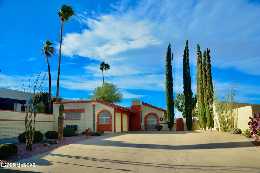 VIEWS, VIEWS, VIEWS! Soak in stunning 180° mountain views from this fully furnished, modern mid-century 2 bed, 2 bath + den gem! This stand-alone beauty backs to the golf course with a spacious bricked patio, multiple sitting areas, and both covered and open-air space to relax or entertain. Inside, clerestory windows flood the home with light, highlighting the cozy wood fireplace, updated kitchen, and both updated baths. The enclosed breezeway with wrought iron screen and glass front door adds charm and convenience when entering from the 2 car garage. Remote-controlled awning, blinds, and an oversized driveway offer comfort and ease. Roof recoated in 2024. 5-year warranty. See attached for full list of updates!