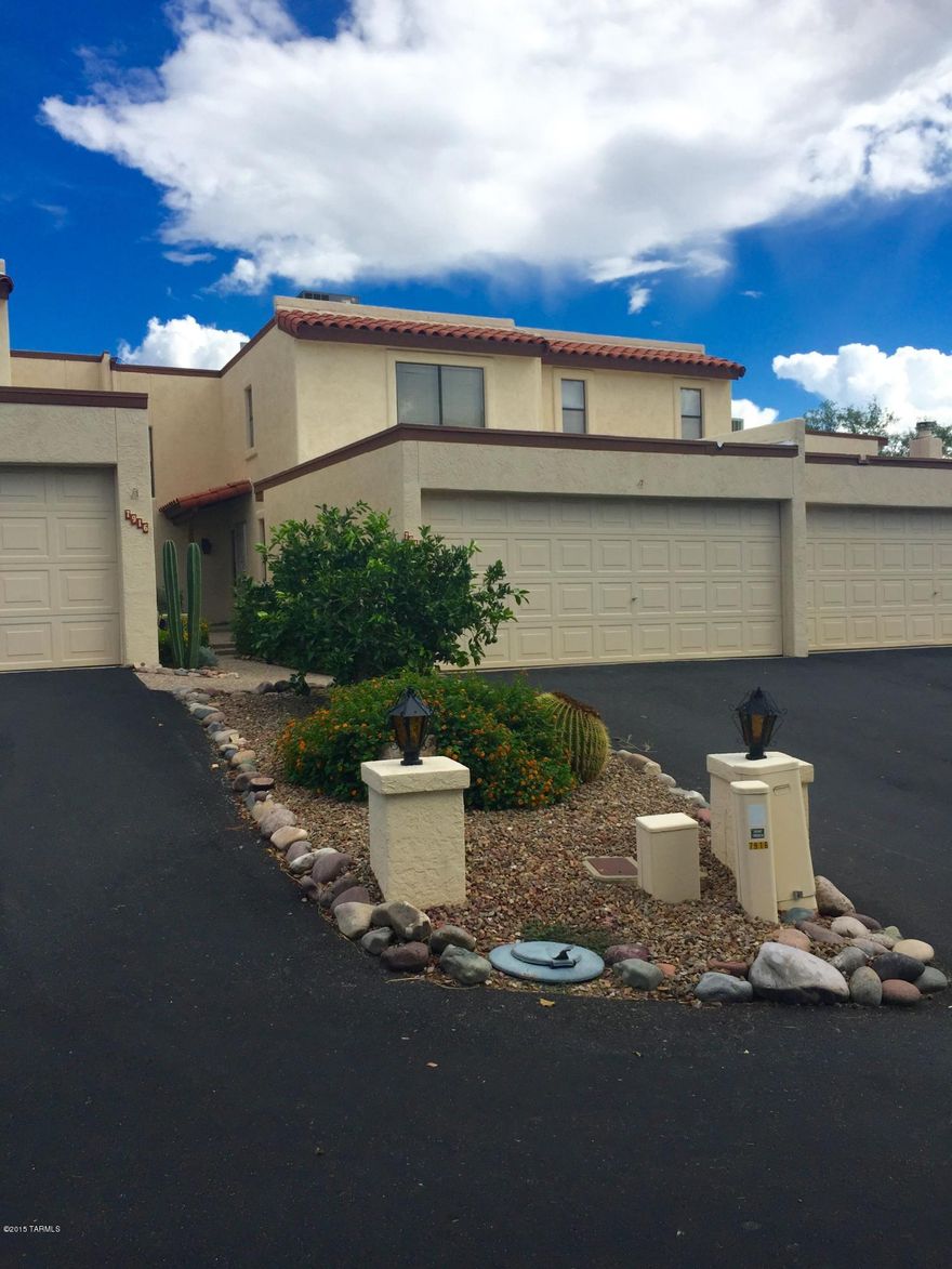 Lowest priced TH in 85750 with 2 car garage!  This townhouse is bright and light. One master bedroom downstairs, and the master upstairs has great view of Catalina's. Loft is perfect for office or just another sitting area for could be enclosed for 3rd br.
Freshly painted, new carpet.
Wonderful community pool and spa. . HOA includes garbage, Rural Metro, Insurance  personal area for Structural hazard, landscape front yard, building exterior (not roof), community pool and spa. Ready for you to move in and enjoy the low maintenance backyard.