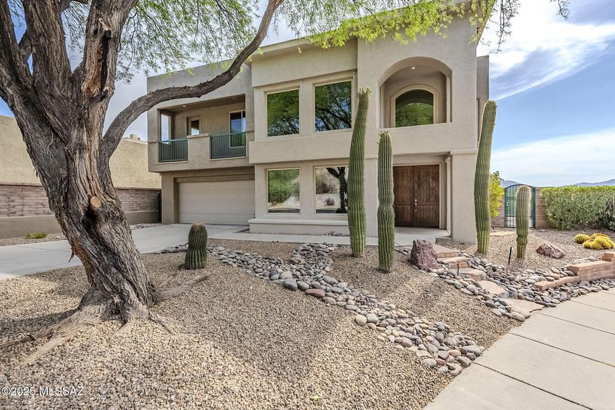 A welcoming & well maintained 4 bedrooms, 3 bath home in the desirable Sabino Valley/Foothills gated Bonita Ridge neighborhood. Positioned at the end of the cul de sac with sweeping Mt and Valley views with your own refreshing personal pool & spa. A tastefully designed kitchen updated with plenty of cabinet and counter spaces, prep area and breakfast bar. A guest bedroom and full bath on the first level, second level includes the large owner suite and bath with private balcony, with 2 additional guest bedrooms and baths. Close to trail heads, Sabino Canyon Park, shopping, restaurants and medical facilities.