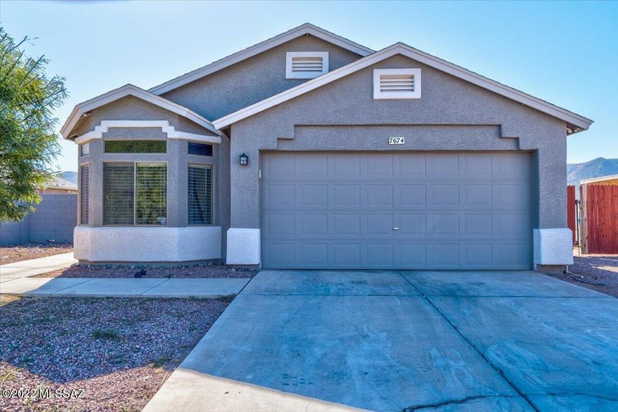 Great Up to date 4 bedroom/ 2 bathroom house located in beautiful SW Tucson! As you step in you will see Beautiful NEW wood plank tile through out. Open floor plan with gorgeous white kitchen cabinets and spacious area into living and dining rooms. Primary bathroom includes walk in shower and relaxing soaking tub. Enjoy your evenings in the backyard with pavers, turf and ramada.  You do not want to miss out on the views!!