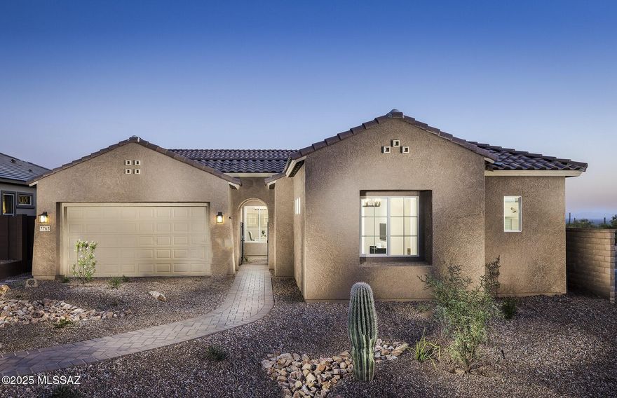 Former model home - designer's dream.
This stunning Ravenna floor plan features an open layout and a chef's kitchen with a gas cooktop, quartz countertops, and a waterfall island. Loaded with high-end upgrades throughout.

Located on a private corner lot with beautifully landscaped backyard and breathtaking desert and mountain views—no rear neighbors.