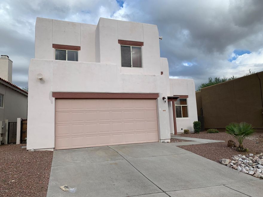 Updated Copper Creek Charmer! This home has wood floors and tile through out (NO CARPET) soaring ceilings with crown molding, Kitchen with floor to ceiling cabinets, Apron sink, and stone counter tops. Appliances are all stainless and include gas stove, viking microwave, Bosch dishwasher and side by side refrigerator. This property features TWO Owners suites, one upstairs and one downstairs each with its own remodeled en-suite and spacious walk in closet. Powder room downstairs for guest use as is a laundry closet. Upstairs you will find the second Owners suite and a Spacious bedroom/den just add an armoire!  One Year old sparkling pool is the jewel of the backyard, AND INCLUDES POOL SERVICE!! Low care landscape and covered patio. Gorgeous mountain Views from upstairs bedrooms. This is it!