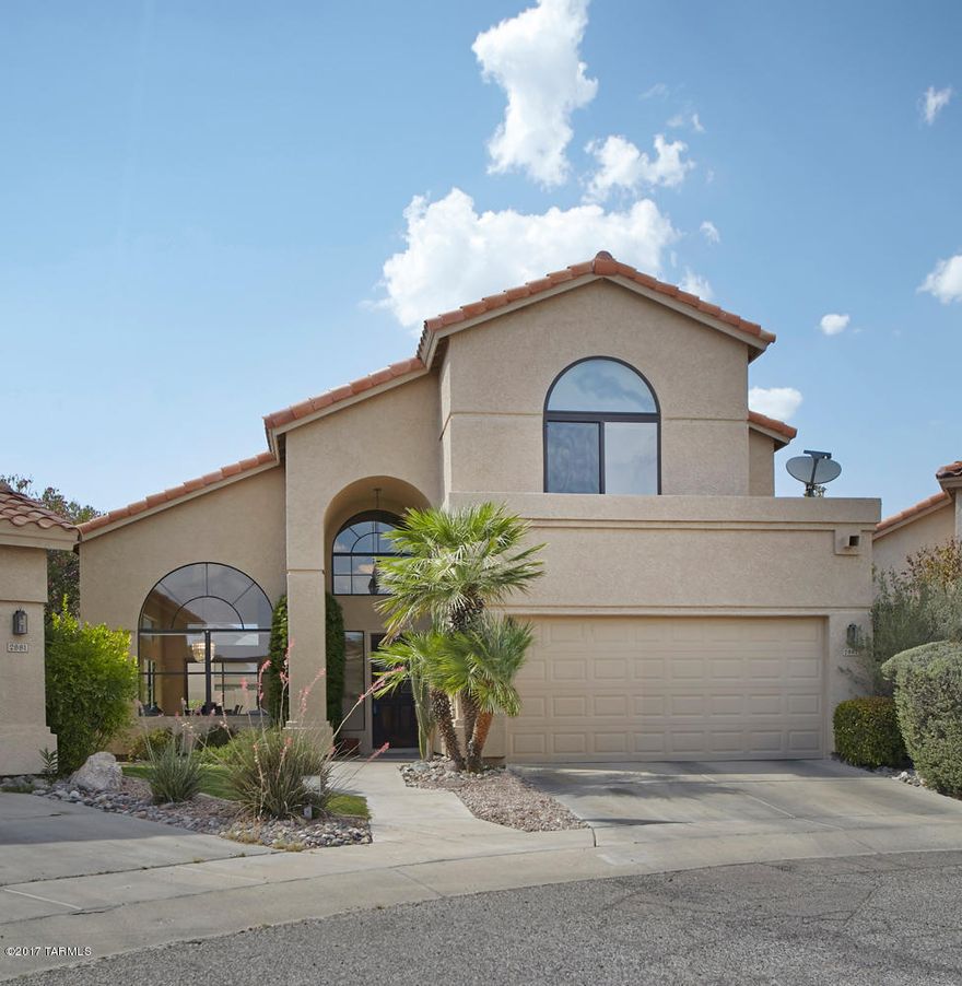 Former model home that has been upgraded with granite counters in the kitchen and new HVAC. 5 bedrooms or 4 bedrooms +Den, adds versatility to this floor plan. Decorator painted walls throughout add to the amenities. Mountain views from the Master Bedroom on the 2nd floor! On a cul-de-sac for minimal traffic and privacy. Fabulous pool and patio in backyard. Don't miss this one! Close to walking path on Tanque Verde Wash! Floor Plan under documents.
