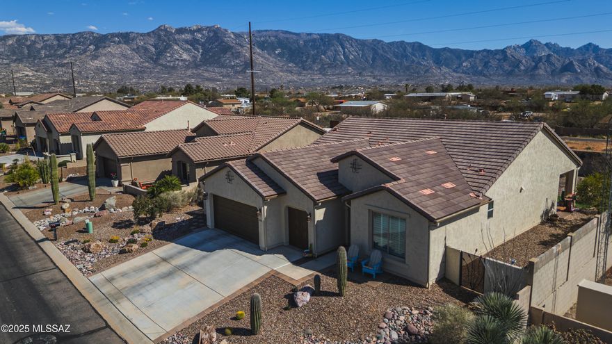 A MUST see home in Saddlebrooke with stunning mountain views, no rear neighbors or side neighbor!

This beautifully maintained home features a lush garden retreat and expansive backyard with raised walls for added privacy. Relax on the covered patio with pavers and turf while taking in the breathtaking mountain views. Inside has an open-concept layout that includes a den/office, a stunning kitchen with Alder cabinets and Quartz countertops. In addition, step into a spacious primary suite with bay windows and a walk-in closet. Elegant finishes and a tranquil setting make this home the perfect blend of luxury and comfort. This home won't last long. Make an appointment today!

FURNITURE AVAILABLE ON A SEPARATE BILL OF SALE.