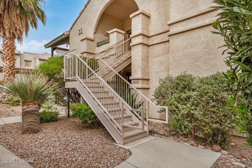 Newly painted & new light fixtures. 
Beautiful 2 bedroom, 2 bath upstairs condo located in the highly sought after Moonrise at Star Pass community in Tucson. Ideally situated near downtown, this home offers convenient access to shopping, dining, schools, parks, golf courses, and scenic walking and hiking trails.

The interior features stainless steel appliances, granite countertops, filtered water, and ample cabinetry for excellent storage and organization. The open layout is enhanced by vaulted ceilings, spacious rooms, and a cozy living room fireplace. Enjoy outdoor living on the covered balcony, complete with an additional storage room.

Community amenities include a heated pool and spa, tennis courts, fitness center, and clubhouse. A fantastic opportunity in a prime desert location--this home is a must-see!