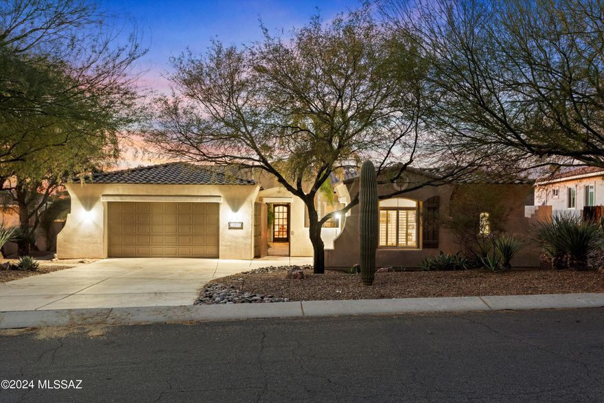 Discover a true gem in this splendid residence. A charming courtyard invites you into a meticulously designed home. The kitchen, ideal for family gatherings, boasts a well-organized layout. The heart of the kitchen is the central island with pendant lighting, complemented by a butler's pantry featuring a wine cooler for enhanced entertainment. Fuel your culinary creativity with the gas cooktop, while a welcoming walk-in pantry with cabinets and shelving adds convenience.

Step into the private backyard, a showstopper with a fully extended, covered, and illuminated patio. The built-in BBQ and counter space create the perfect setting for the ultimate party. The sparkling heated pool, complete with a rock waterfall and infinity edge, sets the stage for breathtaking sunsets. Enjoy cozy nights by the built-in gas fireplace amidst palm and citrus trees and low maintenance turf that complete this extraordinary outdoor retreat.

Featuring 3 bedrooms plus a den, the ample primary bedroom offers backyard access. Its ensuite bath showcases a modern walk-in shower, a soaking bathtub, dual sinks, and a spacious organized closet. The guest suite with a private bathroom can be accessed through the home or a private entrance. The third bedroom has access to the full third bathroom. The great room, featuring a gas fireplace, adds a warm and inviting touch.

With a two-car garage and a single-car garage, both equipped with mini-splits, car enthusiasts or crafters can enjoy extra workspace in a controlled environment. All of this, coupled with a low HOA and a spacious lot, makes this residence a truly exceptional find.