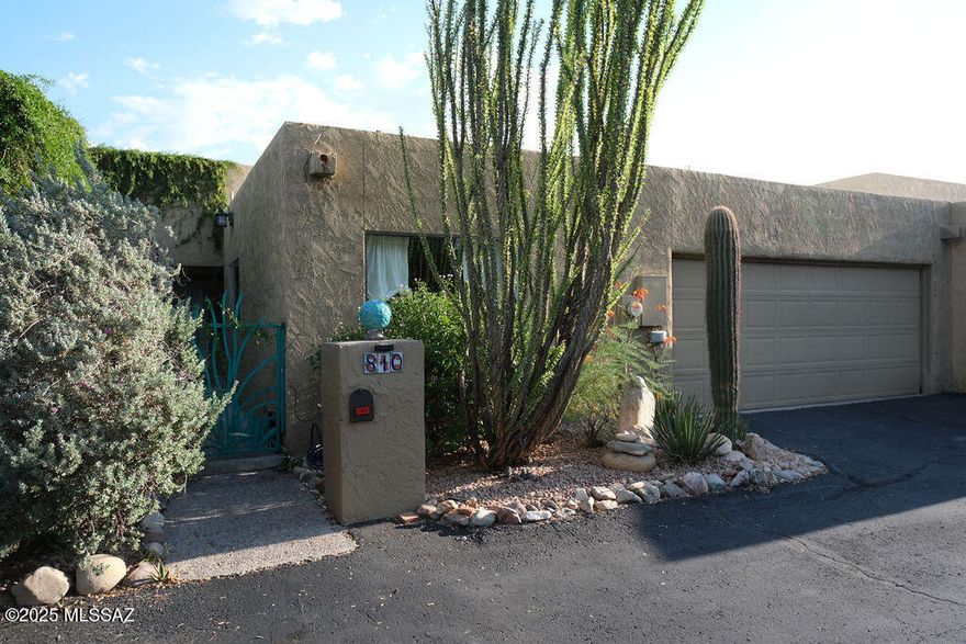 Nestled in one of Tucson's most desirable townhome communities and designed by renowned architect John Campisano, this one-of-a-kind residence has been beautifully updated and is truly move-in ready.
Step inside to discover a light-filled, multi-level floor plan designed with character, creativity, and modern finishes. Soaring ceilings, art niches, and thoughtfully placed windows create a sense of openness, while new flooring, fresh paint, updated lighting, cabinetry, countertops, and stainless steel appliances bring a fresh, contemporary feel.
The inviting living room features custom built-ins, a gas fireplace, and charming details throughout. At the top level, the stunning penthouse-style primary suite (24' x 14') offers a true retreat with open beamed ceilings, a second fireplace, large walk-in closet, and a private deck showcasing panoramic city viewsan ideal setting for both quiet mornings and evenings of entertaining.
A versatile bonus room provides space for a studio, office, or fitness area, while multiple patios offer privacy and a seamless connection to the surrounding desert landscape.
Community amenities include a sparkling pool and spa, with HOA fees covering pool and spa maintenance, water, sewer, and trash. The community is also undergoing fresh exterior painting beginning August 2025.