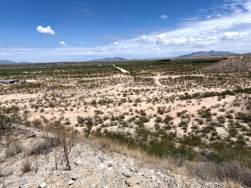 9.93 acres with a 1/3 well share and electric available along the eastern boundary. This property is a combination of flat land and a hilltop with fabulous views of the San Pedro River Valley and Benson.