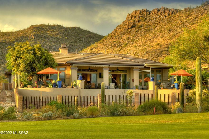 *ENCHANTING HACIENDA* MAGICAL ESTATE PERCHED ON ''THE GALLERY'' GOLF COURSE- OVERLOOKS LUSH FAIRWAY W/INCREDIBLE MTN/SUNSETS VIEWS FOREVER! WELCOMING COURTYARD FILLED W/FLOWERS, SOOTHING FOUNTAIN CREATES A UNIQUE EXPERIENCE FOR YOUR GUESTS! TOLL BROS QUALITY CONST COMBINES CONTEMP LINES W/TASTEFUL SW FLAIR! ENTERTAINERS DELIGHT- OPEN CONCEPT- GRAND LIVING/DINING SPACES, AMAZING KIT- NEW GRANITE/SS APPLIC , FULL BAR, DUAL FIREPLACES, SEVERAL SITTING AREAS ALL OPEN TO RESORT STYLE BKYD! DRAMATIC INFINITY POOL/SOLAR HEATED, ALFRESCO KIT/BAR, RETRACTABLE AWNING/SCREENS, TV/MUSIC, COZY FP & BREATHTAKING VIEWS- PARADISE AT HOME! GUEST WING INCL 2 EN-SUITES + MEDIA/REC RM W/PRIV ENTRANCE!  HOME OFFICE/DEN. MSTR RETREAT- SPA FEEL, BUBBLING TUB/HUGE SHOWER & DREAM CLOSET! FURNISHINGS AVAILABLE 4 SA