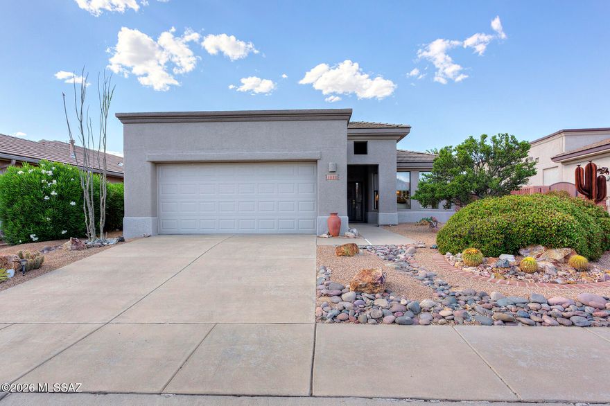 Super livable home!  Higher ceilings,  open generous size rooms, with loads of windows to make all areas light and bright.  This home backs up to a small desert park and has a surprisingly private backyard.  Great storage in the two car garage. An oversized laundry room, 2 bedrooms, 2 bath rooms, a kitchen with an island and double door pantry, opens up to a family room and dining nook and bonus ....there is a living room dining space, Furnished SBOS
