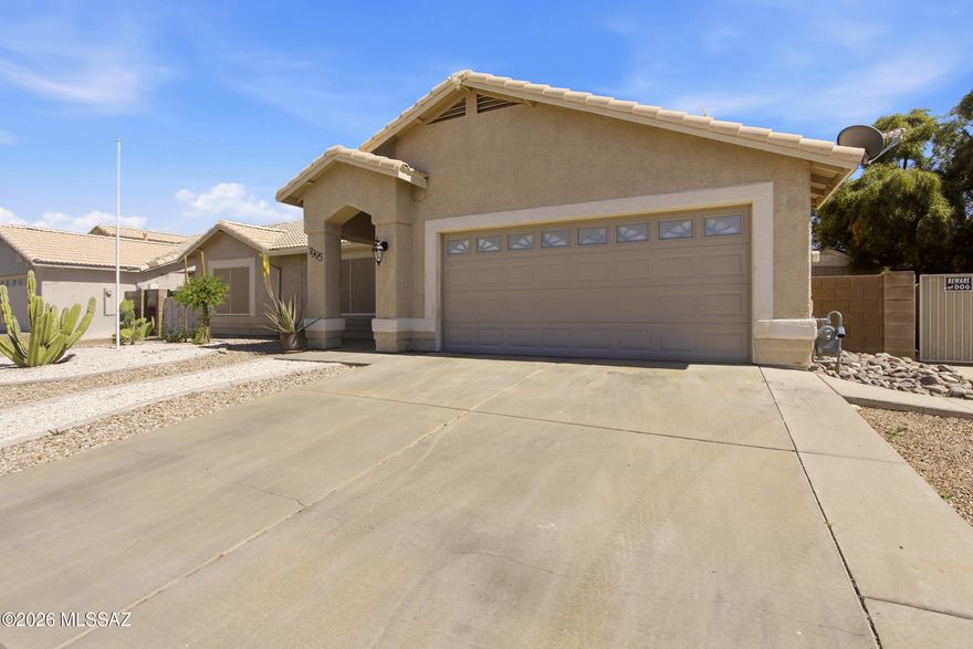 Seller will consider offers between $365,000-$375,000. Discover refined desert living in this rare no-HOA residence in Rita Ranch. This thoughtfully designed 3-bedroom, 2-bath home with a private den blends comfort and functionality, featuring a spacious walk-in pantry and oversized walk-in laundry room that make everyday living easy.

Set on an expansive .20-acre homesite, the backyard is a true resort-style retreat--complete with a sparkling pool and relaxing jacuzzi, built-in grill for effortless entertaining, covered patio, fire pit, and dedicated garden beds. Two storage sheds provide added versatility, while mature guava, avocado, and citrus trees create a lush and private outdoor oasis. Recent upgrades include a new refrigerator, new microwave, new kitchen sink, new pool pump and heater