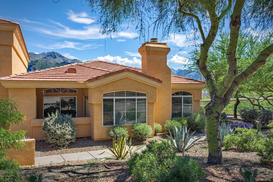 FULLY FURNISHED, LONG TERM OR SHORT RENTAL! Private remodeled Catalina Foothills casita (ground floor condo with nobody above) in the popular gated community of Pinnacle Canyon condos.  1 car garage included! This spacious end unit condo features newer furniture throughout, open kitchen with stainless steel appliances & granite counters, ceramic tile flooring, high ceilings with crown molding, split bedrooms, 3 flat screen televisions, covered patio and resort style HOA amenities.  The Pinnacle Canyon Condos include a heated pool & spa, exercise facility, enormous clubhouse and a convenient Northern Tucson location across the street from shopping & restaurants. Owner/Agent.  CALL FOR SEASONAL RATES & AVAILABILITY