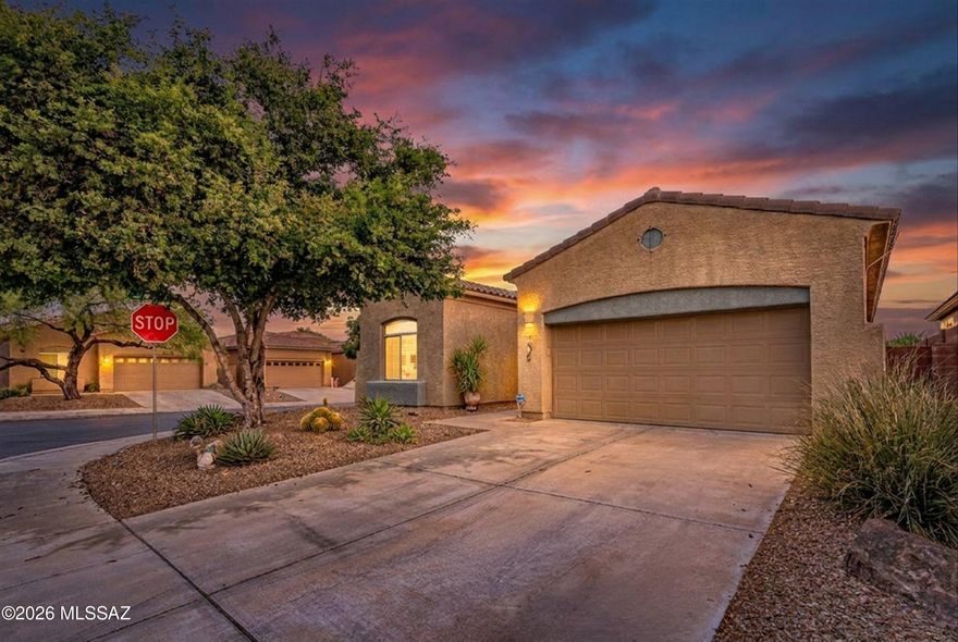 Gorgeous and well maintained 3 bedroom 2 bath home, located on a large corner lot in the gorgeous & quiet Ironwood Reserve community w/ OWNED SOLAR! Step inside to a large foyer that opens into a grand space with open kitchen, dining and living areas. Off to one side is the generous laundry room, coat closet, and garage access. To the other side is a large hallway with seating nook and two lovely guest rooms with full bath. The huge updated kitchen has plenty of cabinet and counter space with sizable pantry closet. Bonus room off kitchen can be used as formal dining or office; additional dining space near living room! Huge primary suite has access to outside and a large ensuite with separate tub and shower and walk in closet w built-ins. Out back, large arizona room is perfect for... monsoon season! The backyard is lovely and low maintenance, and large firepit overlooks the stunning mountains. 3 car tandem garage. Must see!