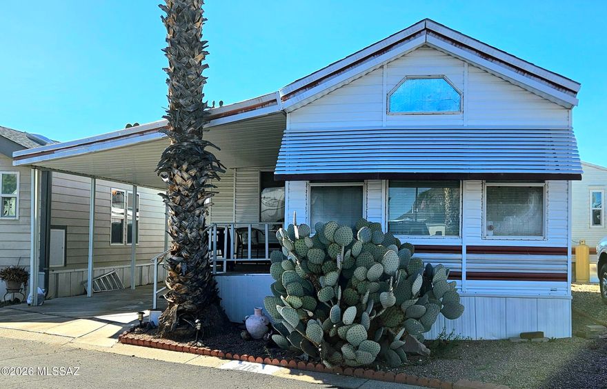 This 2 bed/ 1 bath home is in the Western Way RV Resort community, offering low maintenance living and access to fantastic amenities. This is a Vibrant active adult community. This 444 sq ft residence features a bright great room, a kitchen with electric range, refrigerator, and lots of cabinets. One of the bedrooms features a large mirrored closet . Outside, find low-care landscaping, a covered porch/deck, a carport, and a large storage shed. Community perks include a pool, spa, library, rec center, pickle ball, exercise facilities, billiard room and puzzle/craft room.  Monthly Lot Rent of $573