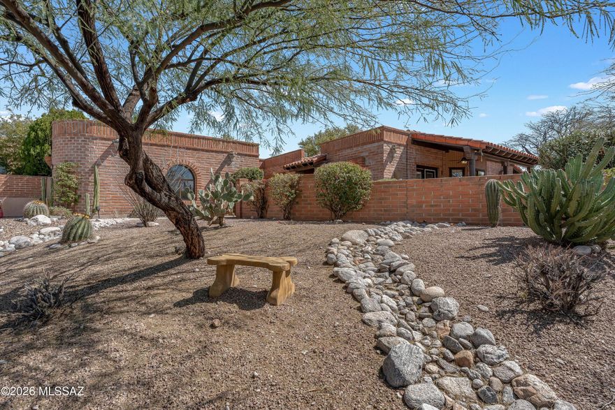 Enjoy mountain, city & sunset views. Nicely updated kitchen w/newer cabinets. See through kitchen to living area. Primary bathroom remodeled with soaking tub and glass walled shower. Covered side and back patio with sliding doors leading from kitchen to side patio. Enjoy the great outdoors of Tucson living. Welcome home to Fairfield in the Foothills. Water heater 2022, hvac 2021. Community offers 2 pools, spas, tennis/pickleball courts, & bocce ball. Close to shopping, restaurants, hiking and more.