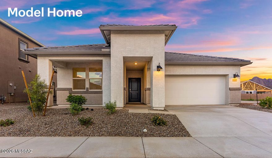 *Under construction* Apr-May completion. The Dalea at Barnett Village in Marana, Arizona.  This 2,058 sq. ft. single-story home offers comfort and energy efficiency. Featuring an open-concept design, quartz countertops, private master suite with walk-in closet and en-suite bathroom. With 4 spacious bedrooms, 3 full bathrooms and 3-car garage, this home is ideal for those who appreciate ample space and comfort. Plus, it comes with a technology suite, including a video doorbell, keyless entry, smart switches, and Wi-Fi-enabled garage door opener. This home meets DOE Zero Energy Ready Home standards, with features like a tankless water heater, spray foam insulation, and energy-efficient LED lighting. Enjoy desert landscapes, mountain views, and easy access to I-10