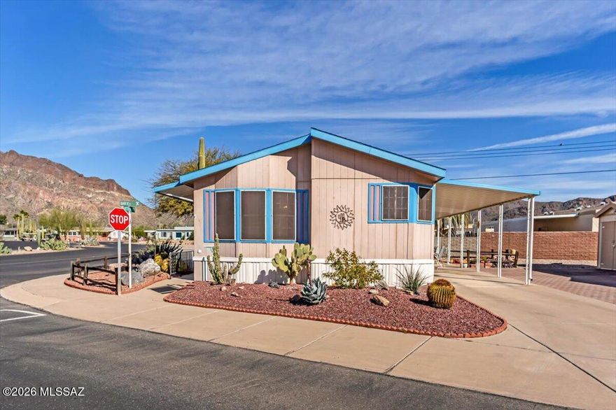 This move-in ready home perfectly blends modern updates with everyday comfort. From the moment you arrive, the pride of ownership is evident. Brand-new roof and energy-efficient sunscreens, both installed in 2023. The exterior has been thoughtfully enhanced with newly laid gravel and pavers, creating clean, low-maintenance curb appeal. Inside, find a bright layout featuring a stunning front kitchen with a spacious center island. Versatile office or den space and a recently updated bathroom boasting a brand-new walk-in shower and toilet. Situated in a prime location near all premier HOA amenities that inc. Unlimited GOLF, 2 pools, Spa, Tennis, Pickleball, Exercise Facility, Community Center, Activities and more...
