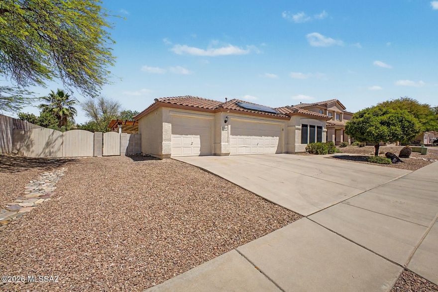 Seller will counter or accept between $355,000 to $365,000 . This Immaculate and Well-Maintained Home will not disappoint! From the 3-CAR Garage, PAID OFF Solar, Newer HVAC, New Roof Underlayment, Two EXTRA LARGE EXTENDED Covered Patios, jacuuzi, oversized backyard, a Pergola, Open Floor Plan, TILE THROUGHOUT, Handsome Kitchen and Beautifully Landscaped & Irrigated, this is the one! Side patio has electricity - perfect for workshop area. Side double gates to enter backyard.  Kitchen is open to a spacious dining area and also includes a large island & newer stainless steel appliances. Award winning Vail School District & tons of amenities in the area. The neighborhood is quiet & a perfect place to raise a family. New Underlayment on Roof! Hurry, this is a sparkling clean, move-in ready home Priced to sell! The competing listings do not have paid off solar, new HVAC, new roof underlayment, double large covered patios and 3 car garage.  Come get it before it is gone!
