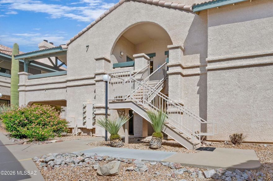 Experience effortless resort-style living in this beautifully updated 2-bedroom, 2-bath condominium at Moonrise at Starr Pass. This upper level unit offers higher ceilings and additional safety from the 2nd floor balcony. Perfectly positioned adjacent to the renowned Starr Pass Golf Club and surrounded by scenic walking and hiking trails, this community offers an exceptional lifestyle with amenities including a pool and spa, tennis courts, fitness center, and clubhouse.

Unit 7201 is truly turnkey, with an extensive list of thoughtful upgrades that elevate both comfort and functionality. The interior features updated flooring, fresh paint, new carpet, and a fully refreshed kitchen with newer appliances and undercabinet lighting.

(Continued in Supplement Remarks) Both bathrooms have been tastefully enhanced with new vanities, mirrors, fixtures, toilets, and resurfaced shower and tub. Major systems have also been addressed, including a 3-year-old HVAC system, a newer water heater with a pressure tank, and updated plumbing with new valves and a dedicated main water shutoff to the unit. Additional improvements include replaced electrical receptacles and switches, newer window coverings, and resurfaced patio floors. The spacious great room seamlessly integrates living and dining areas, anchored by a cozy fireplace--ideal for both relaxing and entertaining. A dedicated covered parking space adds convenience, while the surrounding natural desert landscape and resort amenities create a lock-and-leave opportunity or full-time residence with minimal maintenance. A rare opportunity to own a meticulously upgraded condo in one of Tucson's premier resort communities.