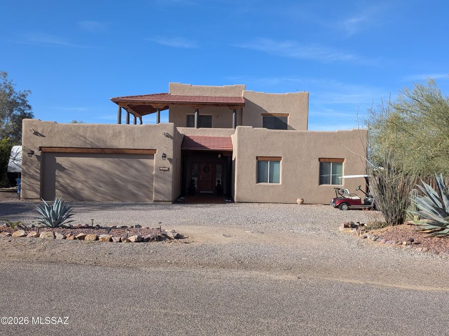 Beautifully maintained Santa Fe style 4 bedroom, 3 bath 2552 square-foot home with pool and large backyard oasis. Home offers viga beams, wood ceilings, alder cabinets, Corian countertops and stainless steel appliances. Kitchen has double pantry great for storage. Primary bedroom with attached office, walk-in closet and french door access to covered back patio. Upstairs fourth bedroom with bath for guest suite with access to rooftop covered patio with mountain views. A lot to offer in this price range! Seller is a licensed Realtor in Indiana.