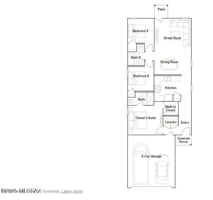 This new single-level home features a convenient open-concept layout that combines the kitchen with the living and dining areas. Three bedrooms are tucked away to the side of the home for enhanced privacy, including the spacious owner's suite, complete with a spa-inspired bathroom and walk-in closet. A two-bay garage completes the home. Our homes come with Quartz Countertops, the Frigidaire Stainless Steel Appliances, Rinnai Tankless Water Heaters, Post-Tension Foundation, Taexx built-in pest control system, Radiant barrier roof decking, 2'' Faux Wood Blinds and more! As an added bonus, this home comes complete with a washer and dryer!