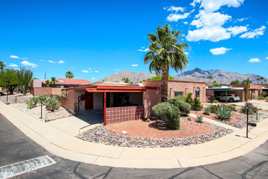 Charming 2bed/2bath, 1,542 sq ft TH in the La Serena community. This single level home features solid slump block construction, a covered patio, and a 2-car carport a low, care landscaping and a quiet neighborhood with convenient access to Oracle Rd and nearby shopping, dining, and amenities. Built in 1973, the home offers spacious rooms and a functional layout with central AC and forced air heat. Community pool access and a prime Northwest Tucson location make this a great opportunity for comfortable, low maintenance living. A little bit of TLC will go a long way with this one!!