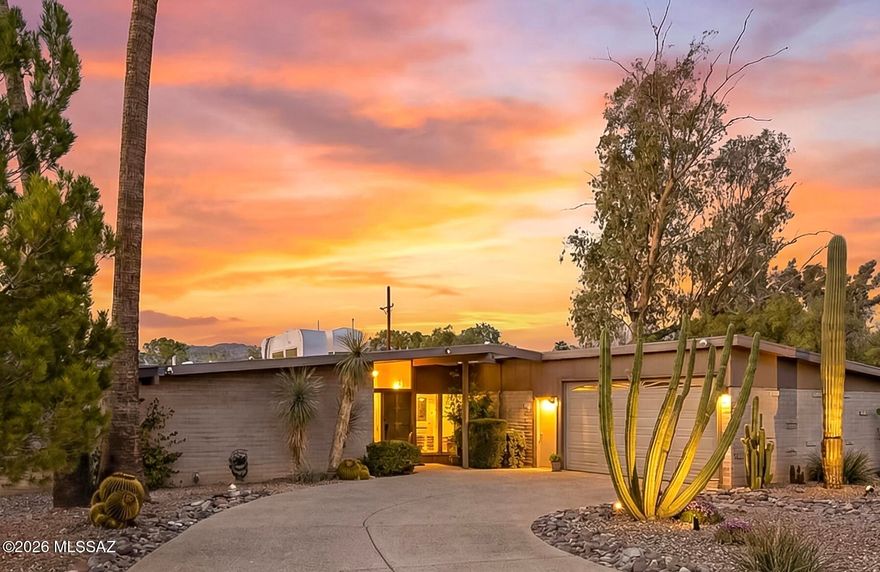 Experience the timeless appeal of this beautifully maintained 3-bedroom, 2-bath Mid-Century Modern home, where classic architecture meets thoughtful upgrades. Floor-to-ceiling windows flood the interior with natural light, seamlessly blending indoor and outdoor living. Striking beamed ceilings add warmth and character, enhancing the home's distinctive architectural style.
The updated kitchen features brand-new appliances and modern finishes, while both bathrooms have been tastefully renovated with clean, contemporary touches. Recent improvements include a new roof coating and newer A/C system for added comfort and efficiency.
Step outside to a generously sized yard--perfect for entertaining or relaxing in your own private retreat.  No HOA. The pool has been recently replastered and upgraded with new tile, creating a fresh, inviting centerpiece for outdoor gatherings.
Located in a neighborhood undergoing the process to become a designated historic district, there may be potential eligibility for property tax reductions.
This is a rare opportunity to own a true Mid-Century gem with modern updates and exceptional outdoor space.
