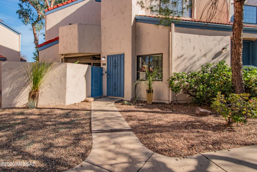 Completely remodeled contemporary condo in the desirable River Grove community -- move-in ready with all-new stainless-steel appliances, soft-close kitchen cabinets, quartz countertops, and a stylish backsplash. The kitchen also features a farmhouse sink, double-drawer dishwasher, large walk-in pantry, and breakfast bar. The updated bathroom includes new tile and a rain shower head. The open living area flows to a private paver patio for easy indoor/outdoor living.

One bedroom plus a versatile den with a Murphy bed and desk that easily converts to a second bedroom. In-unit stackable laundry with extra storage and one reserved covered parking space.

Quiet community with two pools, spa, tennis courts, and private access to The Loop/Rillito River Walk. Prime central Tucson location
