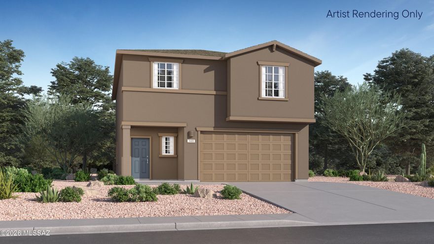 This new two-story home is host to a spacious and flexible open-concept layout on the first floor that blends the kitchen, dining area and family room for seamless transitions and everyday multitasking. On the second level, a versatile loft provides a convenient shared living area easily accessible from four bedrooms and a lavish owner's suite with a full bathroom and walk-in closet. This home includes GE® stainless steal appliances, Rinnai Tankless Water Heater, prep for reverse osmosis, Quartz Countertops, 2'' faux wood blinds, LED lighting and so much more! As an added bonus, this home includes a washer and dryer - move-in ready and waiting for you!