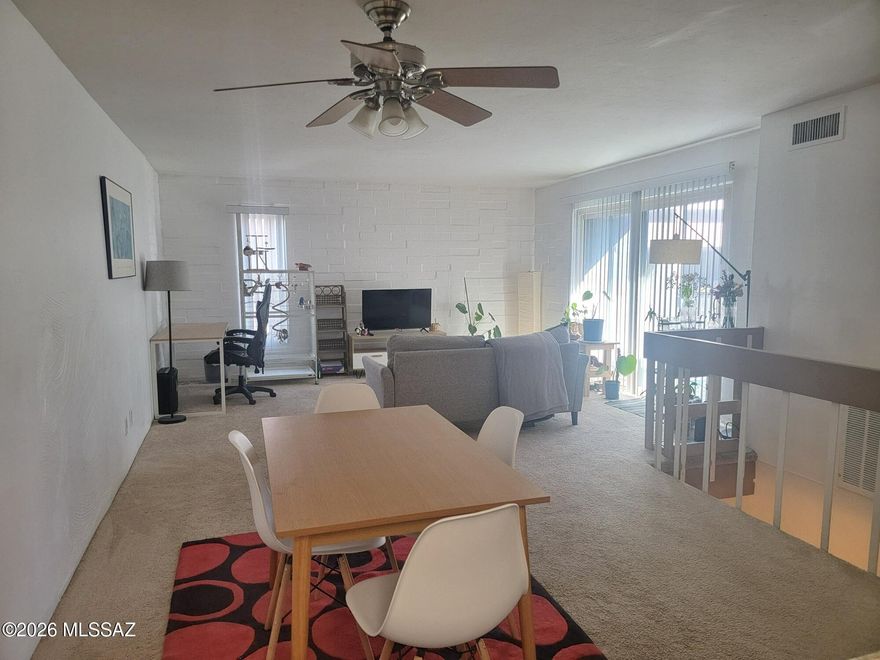 Prime location! Just a block away from the UA's main gate entrance.  Don't miss out on this fabulous condo.  Open floorplan with a spacious living/dining area and convenient powder room.  Fully furnished and move-in ready. Kitchen features granite counters, breakfast bar, stainless steel appliances, black top stove, microwave & dishwasher. The two bedrooms are huge (approx 15'3'') with large closets. Bathroom layout is designed for roommates. It boasts dual sinks, dual medicine cabinets, dual storage cabinets, dual stack of drawers and tub/shower.  This condo is a rare lower-level corner unit.  ALL the windows and balcony overlook the courtyard and are within the gated area. All the original tile was replaced with beautiful porcelain tile. The HVAC system was upgraded in 2019 with a heat pump. No gas inside the condo. Campus Walk is just steps to Main Gate Square featuring numerous restaurants, shops and the trolley to 4th Ave and downtown. The Marriott Hotel is located across the street for all your out-of-town guests.