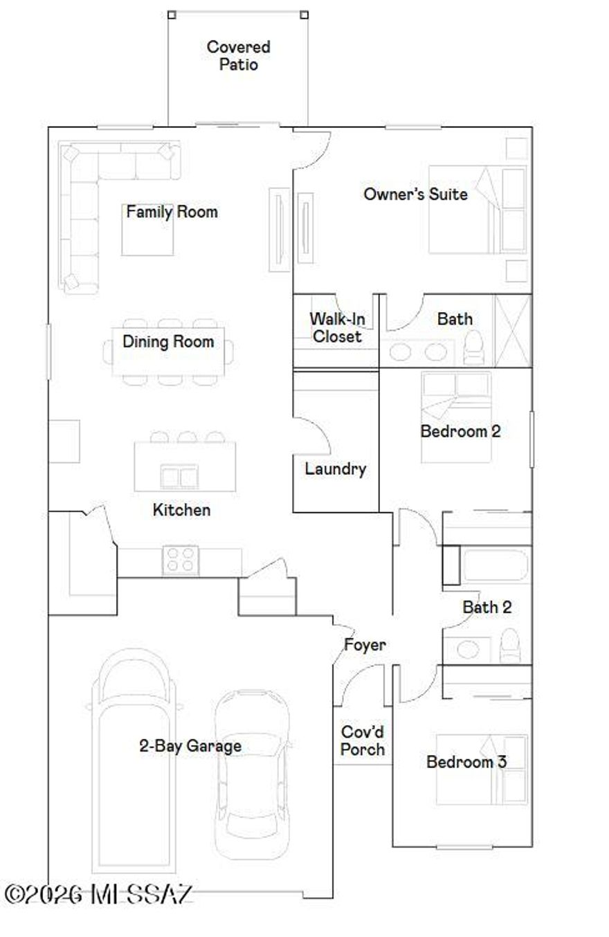 This new three-bedroom home offers convenient single-story living. Two bedrooms boast a private location near the front of the home, steps from a full bathroom. An inviting open-concept floorplan blends the kitchen, living and dining areas for seamless transitions and everyday multitasking. Nestled into a private rear corner, a luxe owner's suite provides a tranquil retreat with direct access to a full bathroom and walk-in closet. Our homes come with Quartz Countertops, the Rinnai Tankless Water Heaters, Smart Thermostats, Post-Tension Foundation, Radiant barrier roof decking, 2'' Faux Wood Blinds and more! As an added bonus, this home includes a washer and dryer.