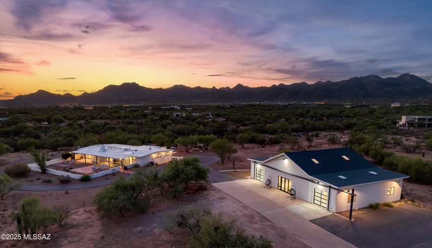 Exceptional fly-in/fly-out 7.23-acre La Cholla Airpark property with panoramic mountain views. This is more than a home—it's a lifestyle destination. Whether you're a pilot, horse enthusiast, or simply someone who values privacy and space, this property delivers it all in one complete package. Follow a long driveway through a timber entryway to find two meticulously renovated, separate residences.  The original burnt adobe ranch-style home has been modernized. An open floor plan with all new metal clad windows and doors that fill the space with natural light and frame exquisite mountain and desert views.  New kitchen with a waterfall granite peninsula/breakfast bar, new cabinetry, appliances, fixtures, and a butlers pantry. Continued... The nearby half-bath is perfectly placed for guests indoors or out. The family room with a gas fireplace  is open to the kitchen. All new ceramic tile floors throughout (no carpet), extensive decorative tile work adding polish and style, and all new bathrooms. The attached 2-car garage has a large storage room and built-ins.  Enjoy Tortolita Mountain views from the north patio or Pusch Ridge views from the walled-in south yard, underneath the deep covered patio that spans the length of the home. The second residence, once the aircraft hangar, has been thoughtfully redesigned into a versatile living space with a new kitchen,  2 bedrooms, 2 bathrooms, 2 offices, 2 additional garage spaces, and a laundry room.The second residence can easily be converted back to into a hangar for your aircraft (hangar doors convey with home), a garage to showcase a car or motorcycle collection, or tailored to your vision-whether for multi-generational living, a guest retreat or a place to store and work on your plane or car. Enjoy the convenience of direct access to the private, 4,500-foot paved and lighted runway, where you can take off and land right from your backyard. For equestrian lovers, the expansive lot size offers room for stables, arenas, and parking for trucks and trailers. Here, you'll find the perfect blend of wide open spaces, aviation convenience, and proximityjust minutes from Oro Valley's shopping, dining, and amenities.
This desert retreat offers privacy, versatility, and breathtaking Arizona beauty.
Sought-after Oro Valley, recently rated the "Safest and Wealthiest Retirement Community" by gobankrates.com ahead of Prescott, Scottsdale, Rancho Palos Verdes, Laguna Woods, Walnut Creek, La Quinta, Seal Beach, Rancho Mirage, Palm Desert, Palm Springs, and many more.
Golf: The Stone Canyon Club and the Clubs at Dove Mountain are minutes from La Cholla Airpark. Stone Canyon is a hidden gem nestled against the picturesque Tortolita Mountains in the town of Oro Valley, just northwest of Tucson, Arizona. This private golf community boasts over 1,400 acres of breathtaking land and is highlighted by a Jay Morrish designed world-class golf course. Stone Canyon is the only golf course in the greater Tucson area to have been ranked in the top 100 golf courses in America by Golf Digest. Accompanied by a luxurious Health & Fitness facility and a modern restaurant, Stone Canyon leaves no stone unturned in providing you with all the comforts one could desire. Enjoy our many golf, social, and fitness events hosted consistently throughout the year.Two Clubs, One Remarkable Membership. The Clubs of Dove Mountain are made up of The Gallery Golf Club and The Golf Club at Dove Mountain (Ritz Carlton Dove Mountain) and sit within the beautiful Dove Mountain community, surrounded by the Tortolita Mountains.
Tennis and Pickleball: Both public and private tennis and pickleball courts are everywhere you go in Oro Valley. The beautiful Arizona weather attracts visitors from all over the country and the globe who come here to play tennis and pickleball.
Hiking: This home is located less than 10 minutes from Catalina State Park. Catalina State Park sits at the base of the majestic Santa Catalina Mountains. The 5,500 acres of foothills, canyons, and streams invite camping, picnicking, and bird watching. The park offers miles of equestrian, birding, hiking, and biking trails that wind through the park and into the Coronado National Forest.
Biking: The Loop is a system of 138 miles of paved, shared-use paths and short segments of buffered bike lanes connecting the greater Tucson area. One of the best locations to connect to the loop is in Oro Valley. The most popular starting point is the centrally located Rillito River section of The Loop, located on the 4500 block of North First Avenue. This portion of The Loop has the most "things to do" including restaurants, parks, robust shopping, bars, and more.
The Oro Valley Aquatic Center is  southern Arizona's finest competition-level facility, with a 50-meter competition pool, a 25-yard recreation pool,  a water slide, a splash pad for children and other family-friendly amenities.