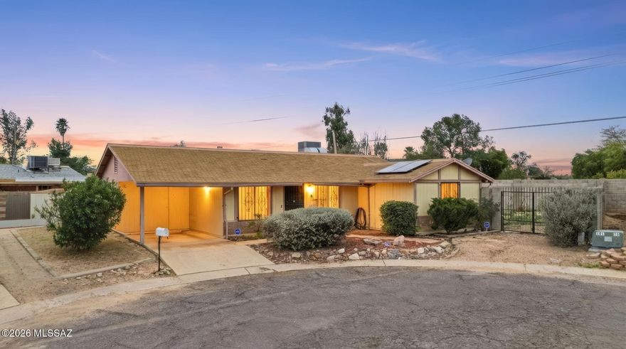4 bedroom, 2 bath home on cul-de-sac lot.  Parking available on the lot, 5 or 6 spaces besides one spot on the street.  Includes washer and dryer, refrigerator, extra freezer in storage and utility closet on large back porch, and walk-in pantry.   Solar panels provide low electric bills.