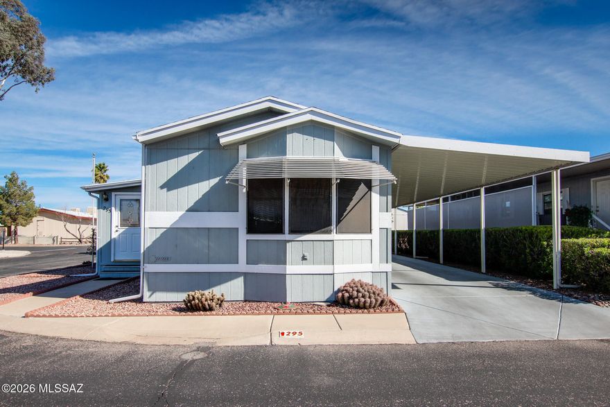 Welcome to Trails West Resort Park, a 55+ community with wonderful amenities to keep you active!  Pools, jacuzzies, shuffle board,  firepits, grills, fitness room, clubhouse, library, pool tables, and a dog park, Offering this 3 bedroom 2 bath home with Arizona Room, resting on a corner lot. Move-in-ready, home includes all the furnishings. This is a manufactured home park sale includes personal property only; land does not convey. Buyer must complete the community application process and receive corporate office approval prior to making an offer. Welcome Home!