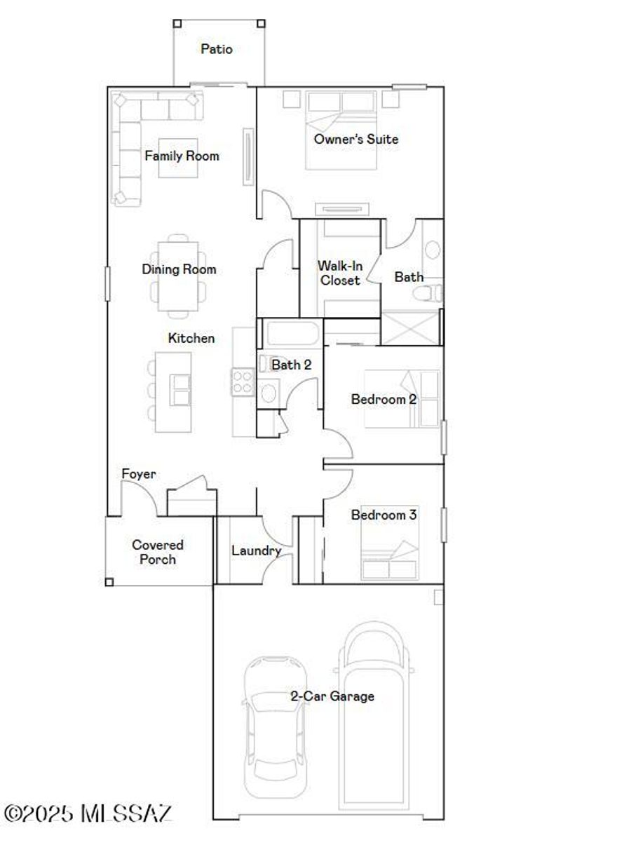 This spacious single-level home offers plenty of room to live and grow. A flexible open-concept floorplan combines the kitchen, living and dining areas, with a nearby patio offering seamless outdoor entertainment and recreation. Three bedrooms are tucked away to the side of the home, including the owner's suite in a private rear corner, complete with an en-suite bathroom and roomy walk-in closet.  Our homes come with Quartz Countertops, the Rinnai Tankless Water Heaters, Smart Thermostats, Post-Tension Foundation, Radiant barrier roof decking, 2'' Faux Wood Blinds and more! As an added bonus, this home comes complete with a washer and dryer!