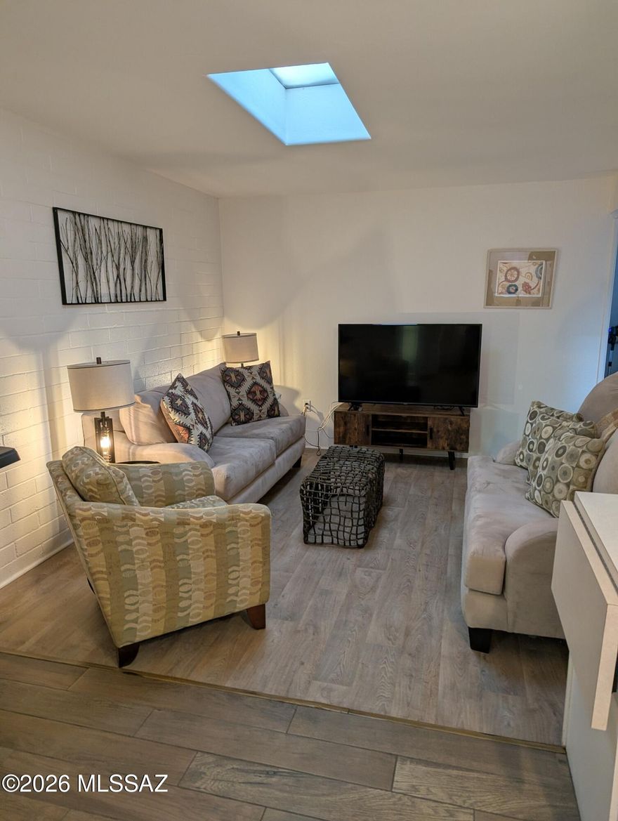 Rare two bedroom unit gives you lots of room for family or a hobby. With the HOA taking care of roof, common area, garbage and a beautiful pool and spa you will feel like you are in paradise. Most of the furniture will stay. for your convenience.