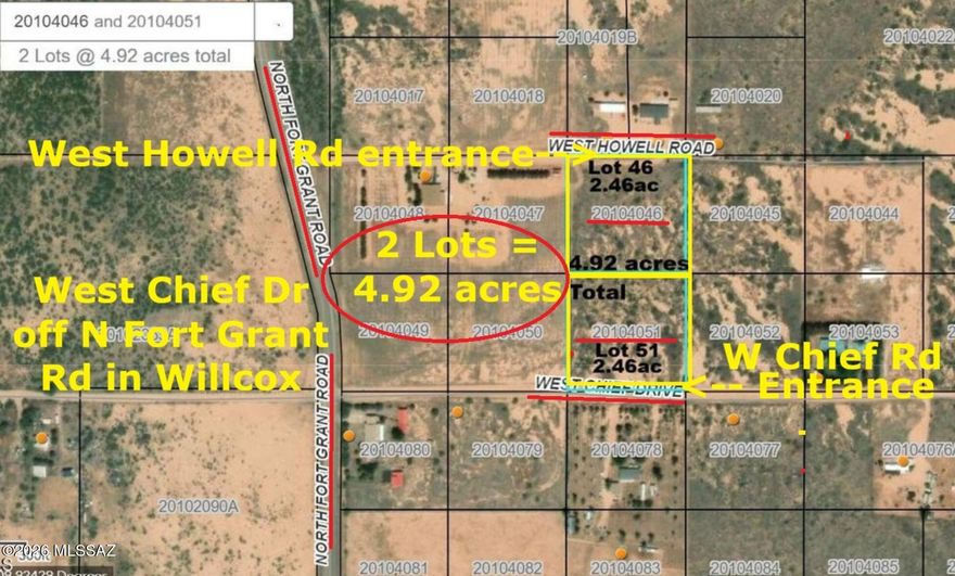 This sale includes two lots that are back-to-back.  Lot 51 is located off of N Chief Dr  and it back up to the second lot, which is lot 46 and it has its own entrance off N Howell Rd.  Electric located at property lines. Beautiful mountain view, cleared lot and just off of paved road not far from town.