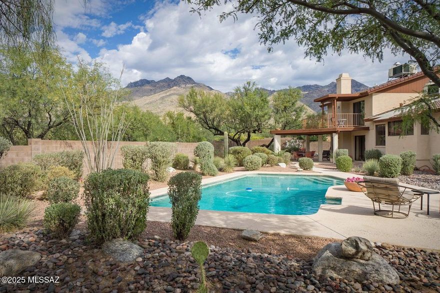 Welcome to your stunning multi-split level home that combines modern elegance with serene outdoor living-- with no neighbors behind. The open layout promotes easy flow for entertaining, complemented by an upgraded wet bar, fireplace, impressive kitchen with stainless steel appliances.
Step outside to a backyard oasis featuring a sparkling pool, securely fenced for kids or pets plus a basketball court. Inside, the luxurious owner suite has a private balcony, where you can enjoy breathtaking mountain views and sunsets. Three spacious bedrooms, one on the lower level perfect for guests. With newer AC units and a garage for storage, this property offers a wonderful opportunity for lasting family memories. Don't miss your chance to call this oasis home!