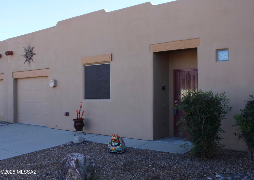 Welcome to this beautifully upgraded townhouse in The Springs, a 55+ community! This home features a newer HVAC system (2023), newer exterior paint, roof recoating, and a front security door. Inside, enjoy newer flooring in bedrooms and bathrooms, quartz countertops in the primary bath, upgraded kitchen counters with a new sink, and higher-profile toilets. The great room offers a new electric fireplace with color lighting options, plus sunshade screens on all windows. Residents can enjoy a scenic trail with a dog run area and stunning golf course and mountain views. Conveniently located near Torres Blanca Golf Course and Green Valley Recreation with pool, spa, fitness, and social amenities. Don't miss this move-in ready gem—make it yours today!