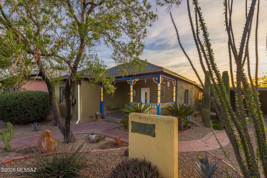 A rare gem in the heart of Tucson, this 1916 bungalow blends historic charm with an unexpectedly expansive private backyard desert oasis, rarely found in the area.

Located in historic Dunbar Spring, minutes from downtown and the U of A, this home blends preserved character with thoughtful updates, including a newer kitchen , dual pane windows and a stunning walk-in shower.

The true standout is the spacious backyard, offering desert landscaping, multiple areas to relax, and rainwater supported irrigation. The custom 12 x 12 saltwater spa/spool has its own landscaped and safely gated patio, Enjoy either a cool plunge or heated spa jets.

A highly successful vacation rental for over 10 years, consistently loved by guests.  The backyard has accommodated events of up to 60 people. Located in a separate charming side patio area. Dunbar Spring, a neighborhood mix of Victorian, Territorial, & Bungalow architectural styles.  Near Downtown, UofA, Museums, art and Eclectic shopping of Tucson's 4th Ave!