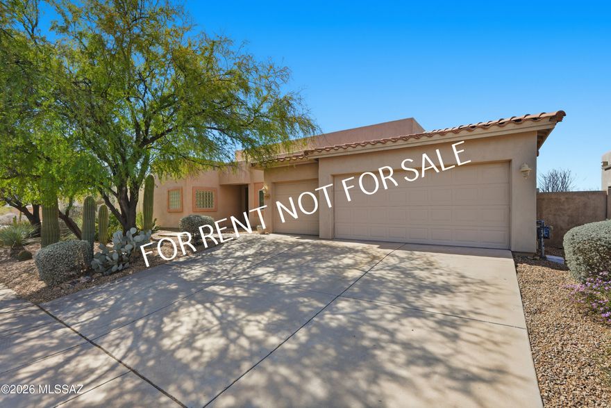 Built 2005 4 BED 3 BATH 2735 SQ.FT. beautiful single level home located in Rancho Vistoso. Bright home with modern inspiration in its design. This home has formal dining with mountain views, large living & separate family room with gas fireplace & picture window perfect for watching the incredible Oro Valley sunsets. Kitchen features granite counters, stainless double oven, microwave, cook top, refrigerator & dishwasher, w/d hook-ups Split bedroom plan offers privacy to the Master suite with soaking tub, separate shower, dual sink vanity and two walk in closets plus a linen closet. Spacious bedrooms. Enjoy the nature preserve from the backyard under the extended covered patio or by the the pool and spa. Garage has an extra step. Caution when view the garage space. Weekly pool and spa service. Whether you are sipping coffee in the morning or hosting an evening get-together, the outdoor space is designed for relaxation and entertaining. Pets are subject to approval. **Please visit our website for SECURITY DEPOSIT AMOUNT AND OTHER FEES.*
