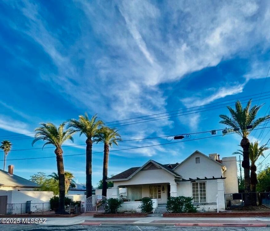 One of a kind 1905 Historical Property never before available on the market!! Location is everything and this one has it! It's a corner lot property with street front visibility and a stunning courtyard that is an entertainers dream come true. Access to EVERYTHING that is iconic downtown Tucson. It's 1,895sf, 3-bedroom and architecturally accurate to the time period. Run, don't walk to see this unique property that has unbound limits to what it could become. For the right person with foresight and vision, this is a bucket list property.