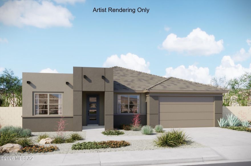 Discover the Hibiscus plan with its stylish Desert Modern elevation, offering 6 bedrooms, 4 baths. Beautiful kitchen shines with quartz counters, a center island, gas cooktop, and walk-in pantry. The open Retreat provides space for relaxing, games, homework or watching tv. 3-car tandem garage w epoxy coating completes this thoughtfully designed home.