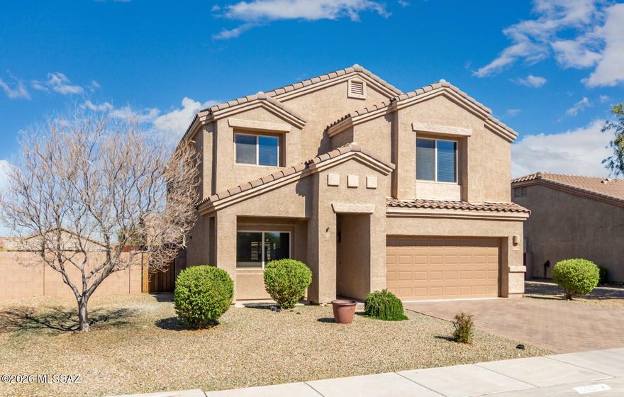 CHECK THIS OUT! FANTASTIC HOME WITH SPARKLING POOL AND PAID-OFF SOLAR! PLUS-SELLER will CONTRIBUTE $5000 to buyer closing costs W/acceptable offer. Reap the benefits of low utilities. We will share receipts! Home sits on large lot with no rear neighbors glaring at you while you swim, play basketball or soak in the glorious sun. Home features 4 bedrooms, huge loft PLUS a DEN. Kitchen features beautiful quartz countertops and ample cabinets including in the front of large island. Kitchen opens to the spacious living area. High-end LVP flooring is a bonus. All 4 bedrooms upstairs along with the laundry room. San Lucas is the place to be. Quick access to I-10 Enjoy the new Marana Aquatic & Recreation Center, Fry's shopping and many new upcoming businesses just minutes away
